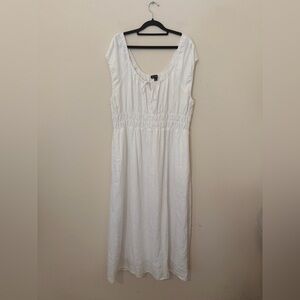 J. CREW 2025 White Cap-Sleeve Linen Midi Dress Sz 2X Cottagecore Spring Vacation